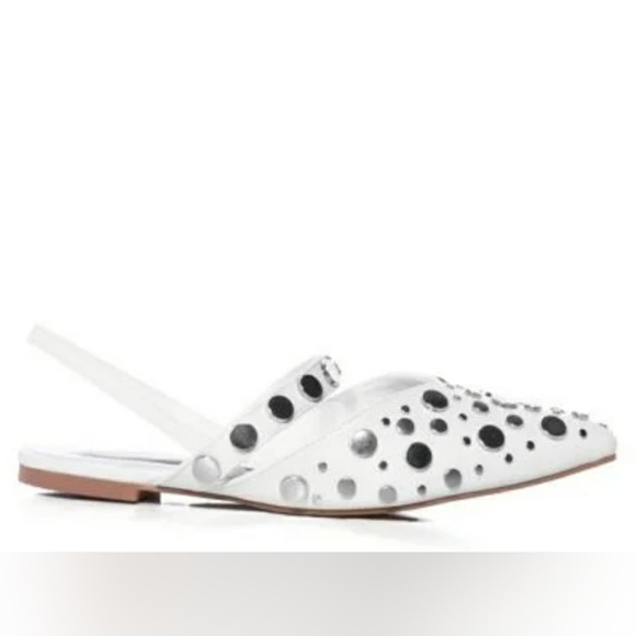 Silver Embellished Flat in White - Picture 3 of 7